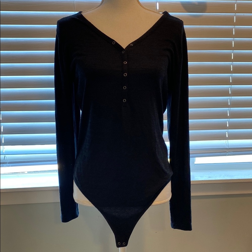 Abercrombie and Fitch Black Long Sleeve Bodysuit